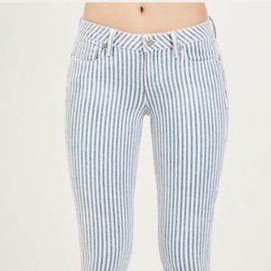 PAIGE VERDUGO CROP JEAN - NAVY BLUE STRIPE - SIZE 27